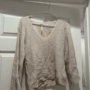 Free People Cream Striped Sweater
